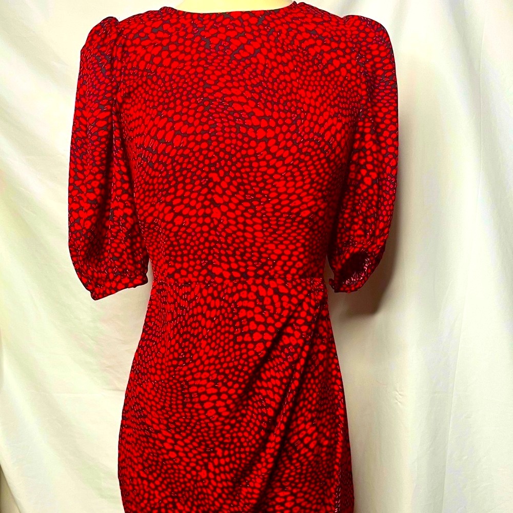 Banana Republic red and black flounce sleeve dress - 2